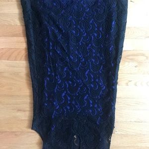 Aqua lace with royal blue sheath